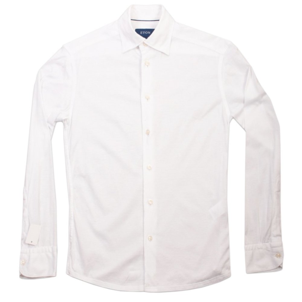 Eton White Jersey Knit Shirt